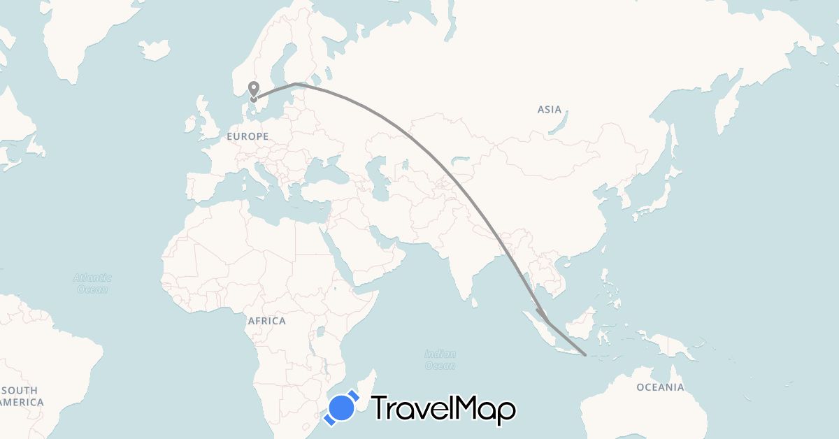 TravelMap itinerary: driving, plane in Finland, Indonesia, Malaysia, Sweden, Singapore (Asia, Europe)